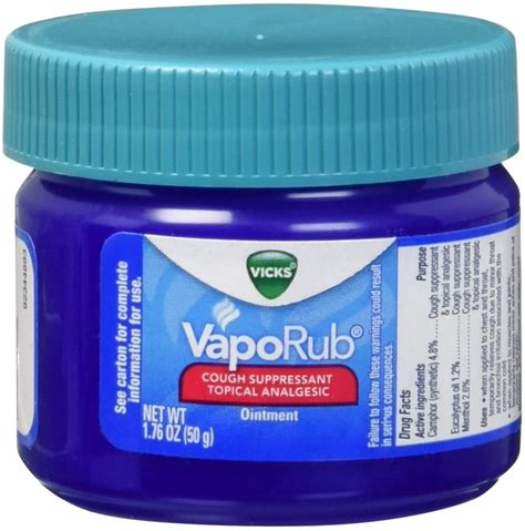 Vicks Vaporub Topical Cold And Cough Suppressant Ointment Gel 1 76 Oz