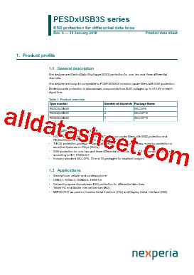 PESD2USB3S Datasheet PDF Nexperia B V All Rights Reserved