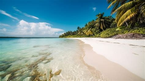 Playa Tropical Con Palmeras De Arena Blanca Y Aguas Cristalinas Color