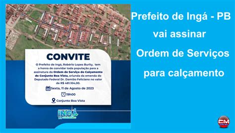 Prefeito de Ingá vai assinar Ordem de Serviço para calçamento Blog do