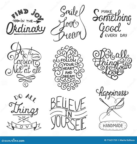 Set Of Vector Inspirational Typography Slogans For Greeting Cards Stock