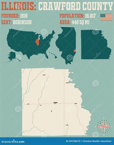 Mapa Do Condado De Crawford Em Illinois Ilustra O Do Vetor