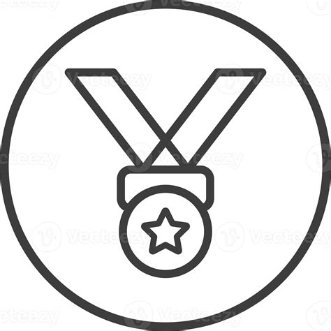 Award Medal Icon In Thin Line Black Circle Frames Png