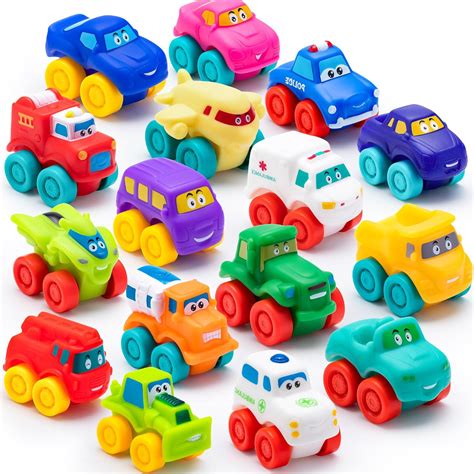 brandclub joyin cartoon cars soft rubber toy car set mini vehicles