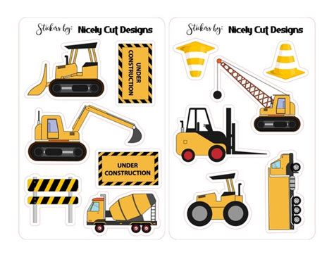 Construction Stickers Sticker Set Construction Theme Cement - Etsy