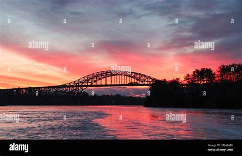 sunrise Piscataqua River Bridge Stock Photo - Alamy