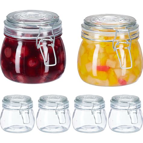 Buy Relaxdays Glass Preserving Jars Set Of Ml With Clip Top