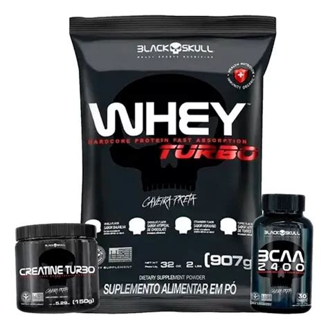 Combo Whey Protein Turbo Bcaa Y Creatina Turbo Black Skull Sabor