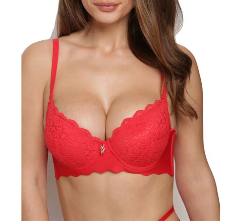 LOVE MAGNOLIA Biustonosz Super Mega MAX Push Up Czerwony 75 B