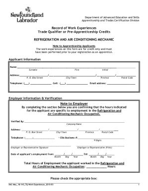 Fillable Online Refrigeration And Air Conditioning Mechanic Trade