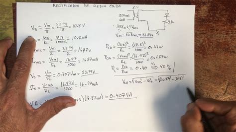 Cálculo De Voltajes Y Corrientes Del Rectificador De Media Onda Youtube