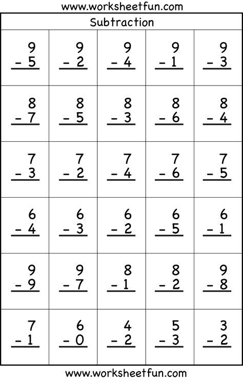 Subtraction Worksheets Free Printable Worksheets