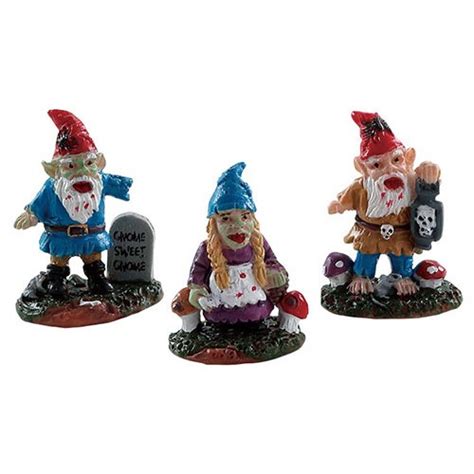 ZOMBIE GARDEN GNOMES, SET OF 3 | Christmas Village Shop