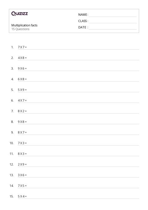 Multiplication Worksheets For Th Grade On Quizizz Free Printable