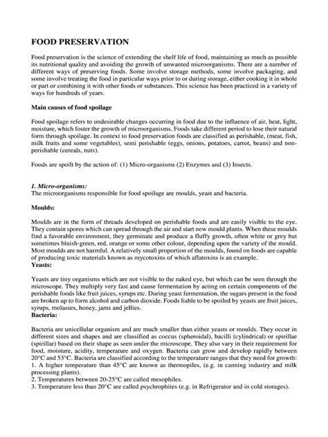 Fillable Online Food Preservation Is The Science Of Extending The Shelf