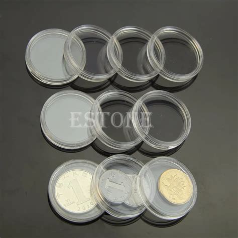 28mm 10pcs Applied Clear Round Cases Coin Storage Capsules Holder Round