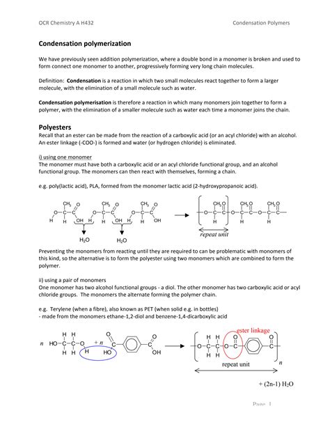 SOLUTION: Condensation polymers and its synthesis properties and applications - Studypool