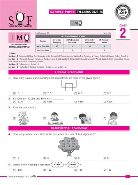 Nco Nso Imo Ieo Igko 2020 2021 Class 2 First Level Sample Papers Artofit