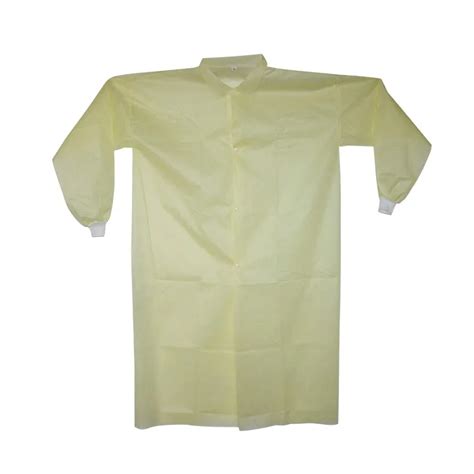 Sms/sbpp Yellow Disposable Lab Gowns,White Snaps Nonwoven Lab Coats ...