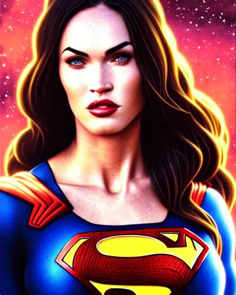 Portrait Of Megan Fox As Superman Dc Man Of Steel Stable Diffusion