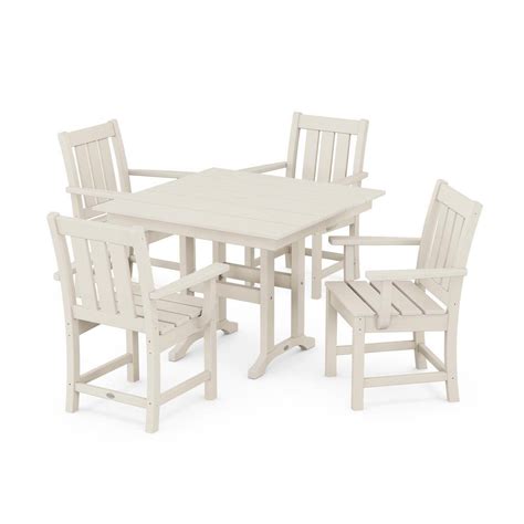 Polywood 5 Piece Oxford Farmhouse Plastic Square Outdoor Dining Set In Sand Pws2082 1 Sa The