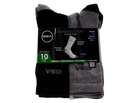 Pack 10 Pares Meias Para Homem GSA Crew Extra Cushioned 10 Pares