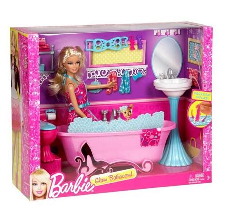 Mattel Y2856 Barbie Puppe Mit Bad Möbeln Badezimmer Badewanne Und