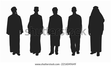 Collection Muslim Arab Man Silhouette Stock Vector Royalty Free