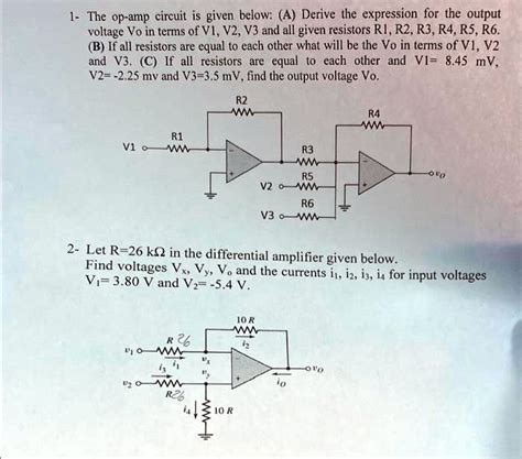 1 The Op Circuit Is Given Belowa Derive The Expression For The