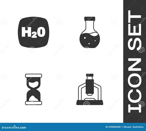 Set Microscope Chemical Formula H2o Old Hourglass And Test Tube Icon