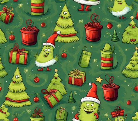 Premium Photo A Pattern Of Cartoon Christmas Trees And Presents