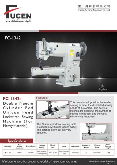 FC 1342 Double Needle Cylinder Bed Unison Feed Lockstitch Sewing