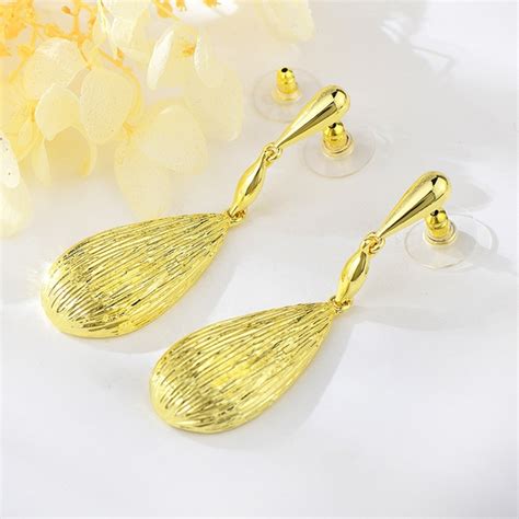 Hypoallergenic Gold Plated Medium Dangle Earrings With Easy Return