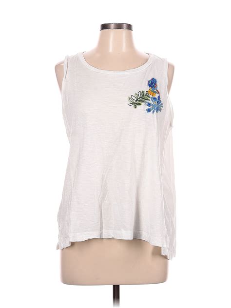 Ann Taylor Loft 100 Cotton White Tank Top Size L 40 Off Thredup