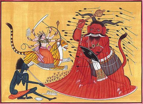 Annihilation of Raktabija by Goddess Durga and Kali | Exotic India Art