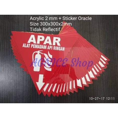 Jual Rambu Segitiga Alat Pemadam Api APAR Acrylic 2mm Sticker Oracle