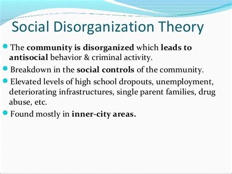 Social Disorganization Theory Social Control Community Psychology Control Theory