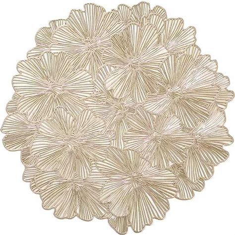 4 X Placemat Goud Anemoon Feest Kersttafel Chique Rond Goud