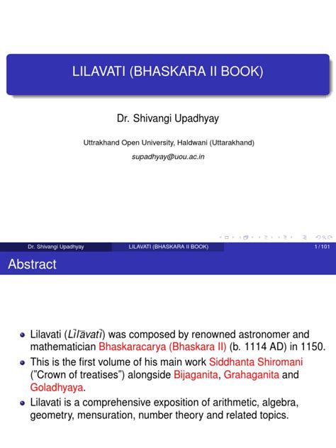 Lilavati (Bhaskara Ii Book) : Dr. Shivangi Upadhyay | PDF | Geometry ...