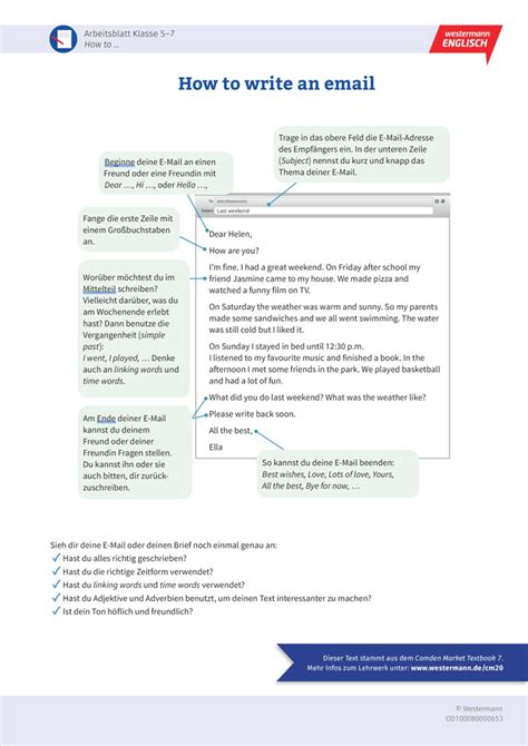 How To Write An Email Englisch Arbeitsblatt Zum Verfassen Einer E