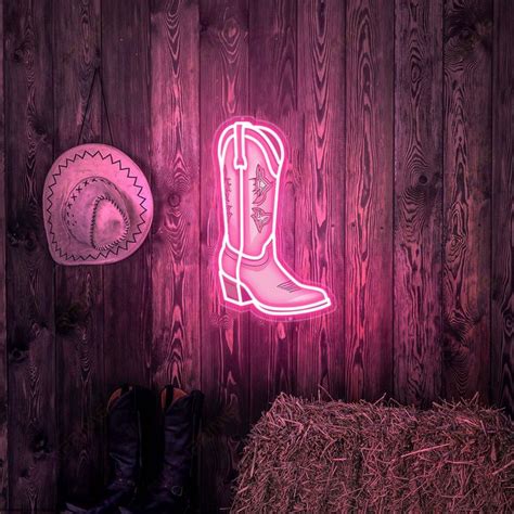 Cowgirl Boots Neon Sign Cowgirl Hat Led Sign Boots And Hat Western Home