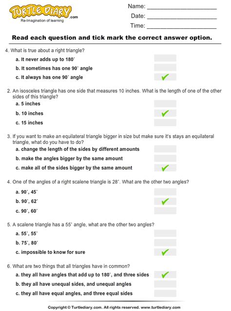 Identifying Triangles Based On Sides And Angles Worksheet Turtle Diary