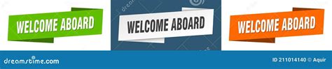 Welcome Aboard Banner. Welcome Aboard Ribbon Label Sign Set Stock ...