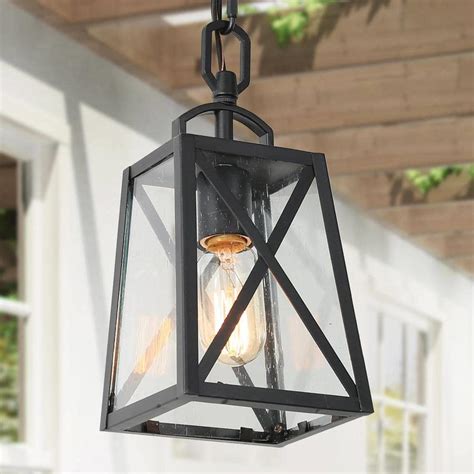 LNC Black Outdoor Hanging Light Mini 1-Light Farmhouse Hanging Lantern ...