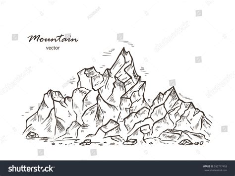 Mountains Sketch Hand Drawn Rocks Vector Stock Vector Royalty Free