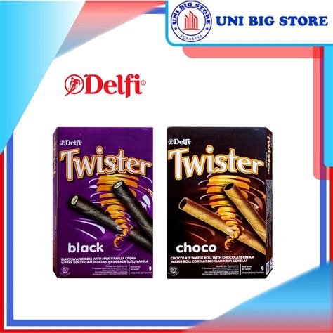 Jual Delfi Twister Black Vanilla Choco Chocolate Wafer Roll Coklat