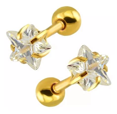 Piercing Tragus Dourado Cartilagem B Ouro Mini Estrela 5mm MercadoLivre