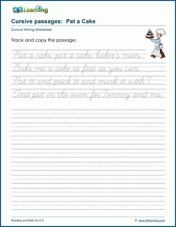 Pat A Cake Cursive Writing Passage K Learning 45000 Hot Sex Picture