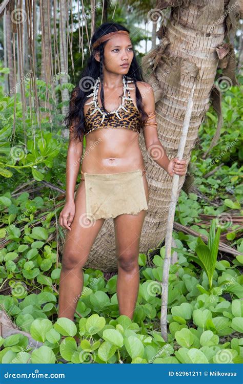 Indian Woman In The Jungle Stock Image Image Of Forest 62961211