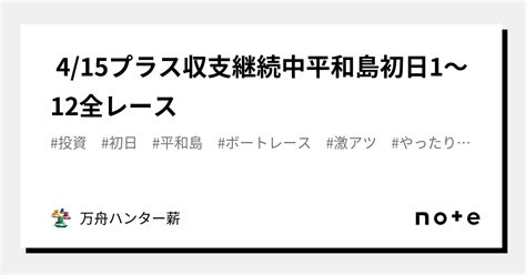 🤡 415🤡プラス収支継続中🤡平和島👑初日😍1〜12全レース💰｜💰💰万舟ハンター薪💰💰｜note